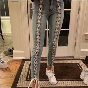 Neon Blonde Tie Jeans